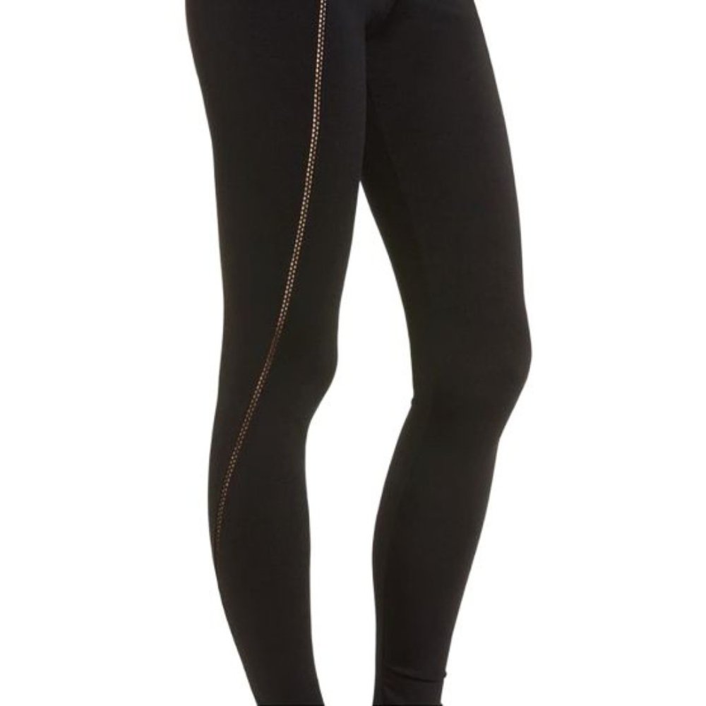 David Lerner Tate Leggings Black Lace Cut-Outs Peekaboo Cutouts Skinny Tights S